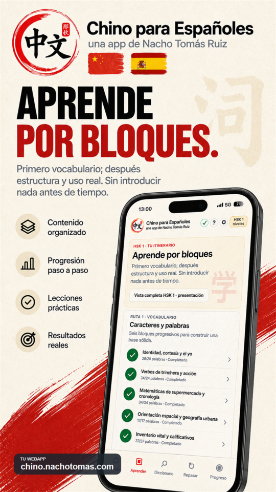 Pantalla de Chino para Españoles: aprende por bloques